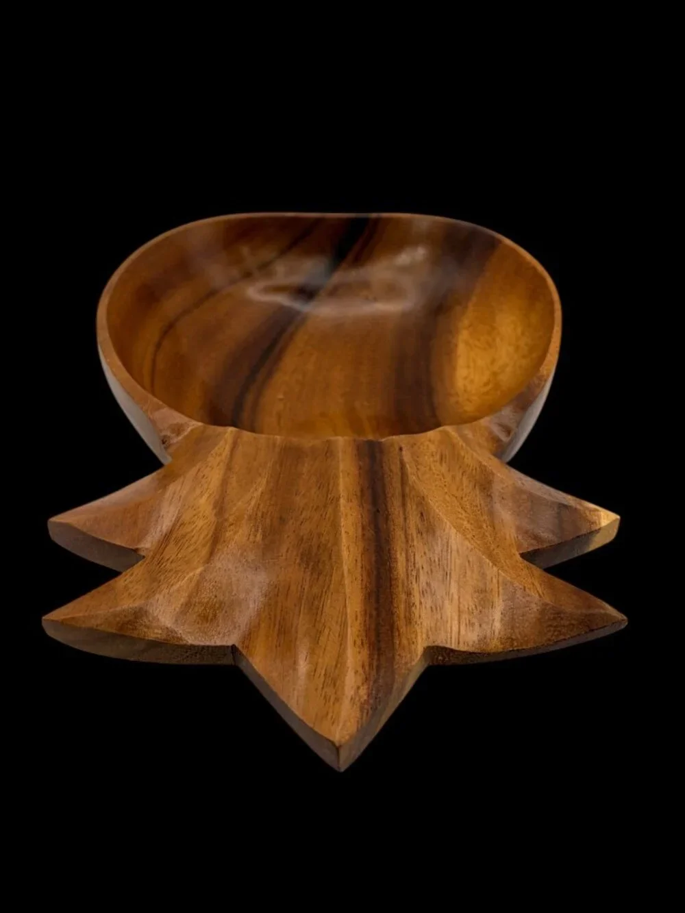 Vintage Hand Carved Wooden Pineapple Bowl | Tropical Acacia Wood Serving Dish